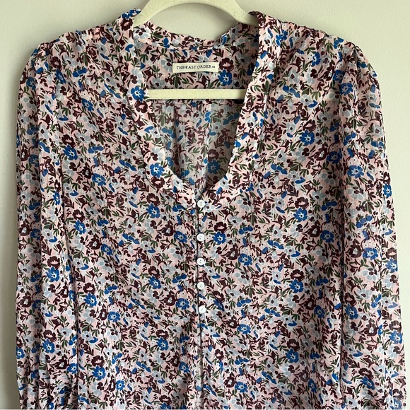 The East Order Sophie Chiffon Tie Front Blouse Multicolor Floral Print Size XS - Picture 5 of 15